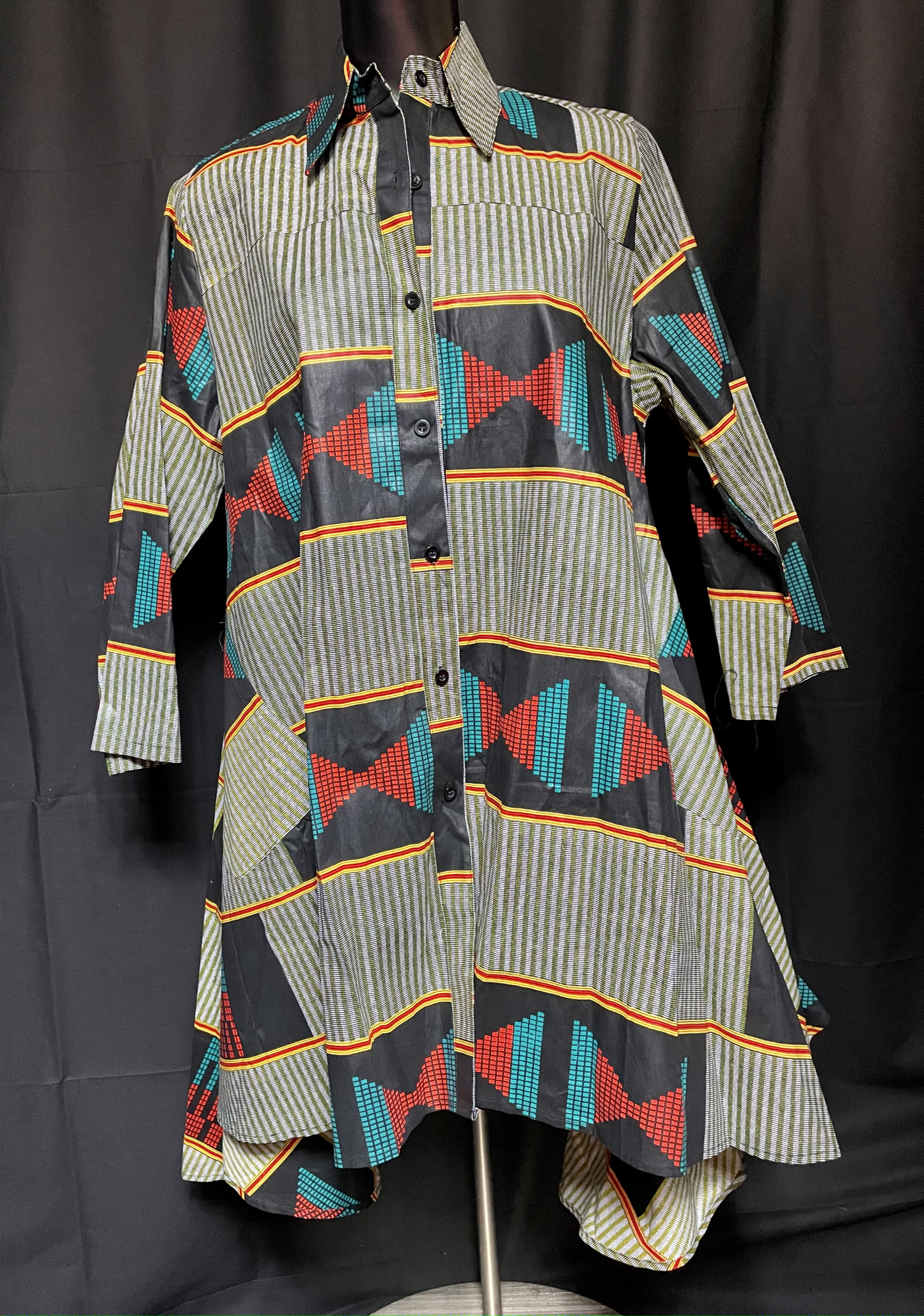 Long Sleeve Shirt Dress - Stripe