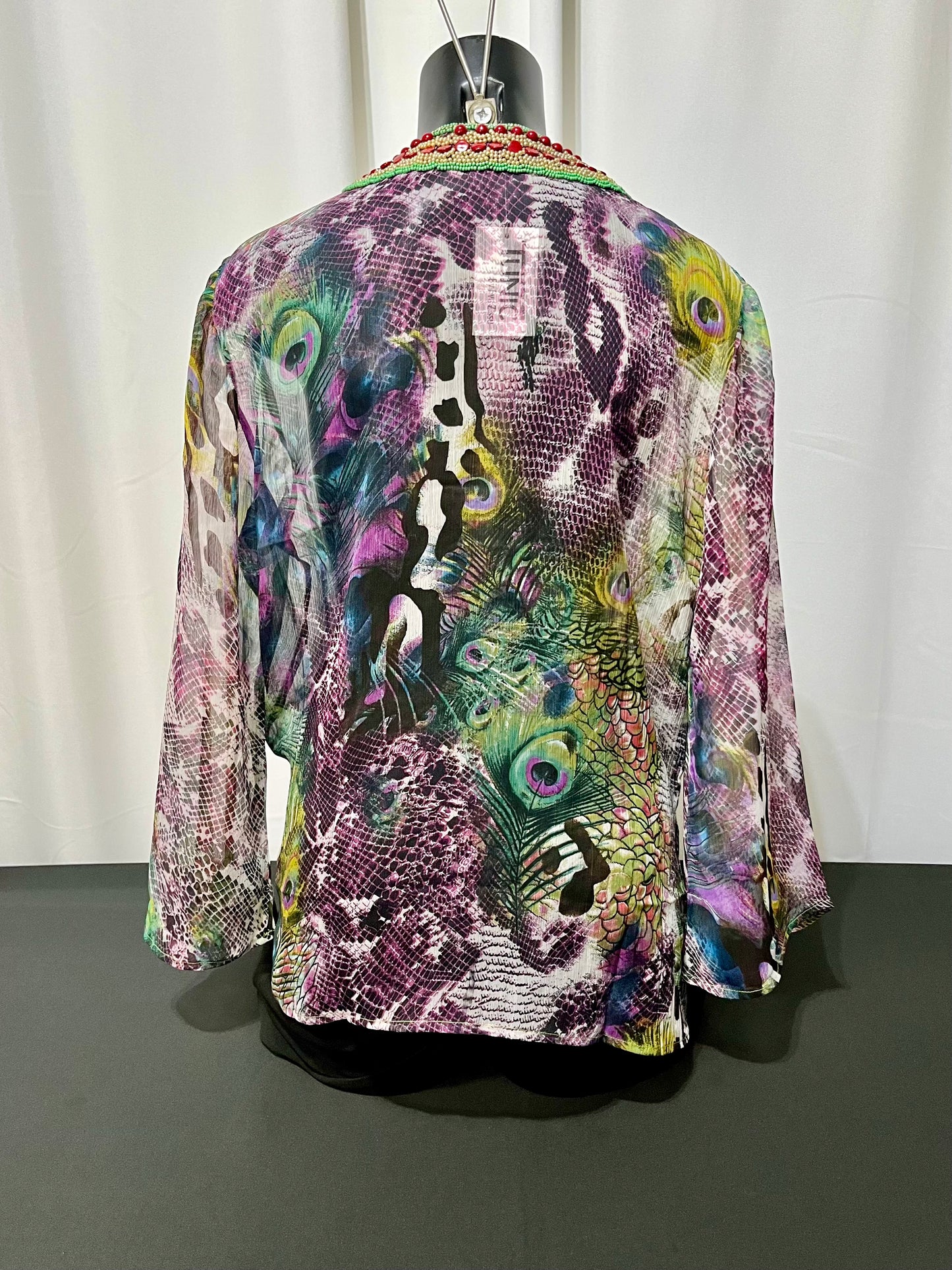 Purple Jewel Neck Tunic Style Top