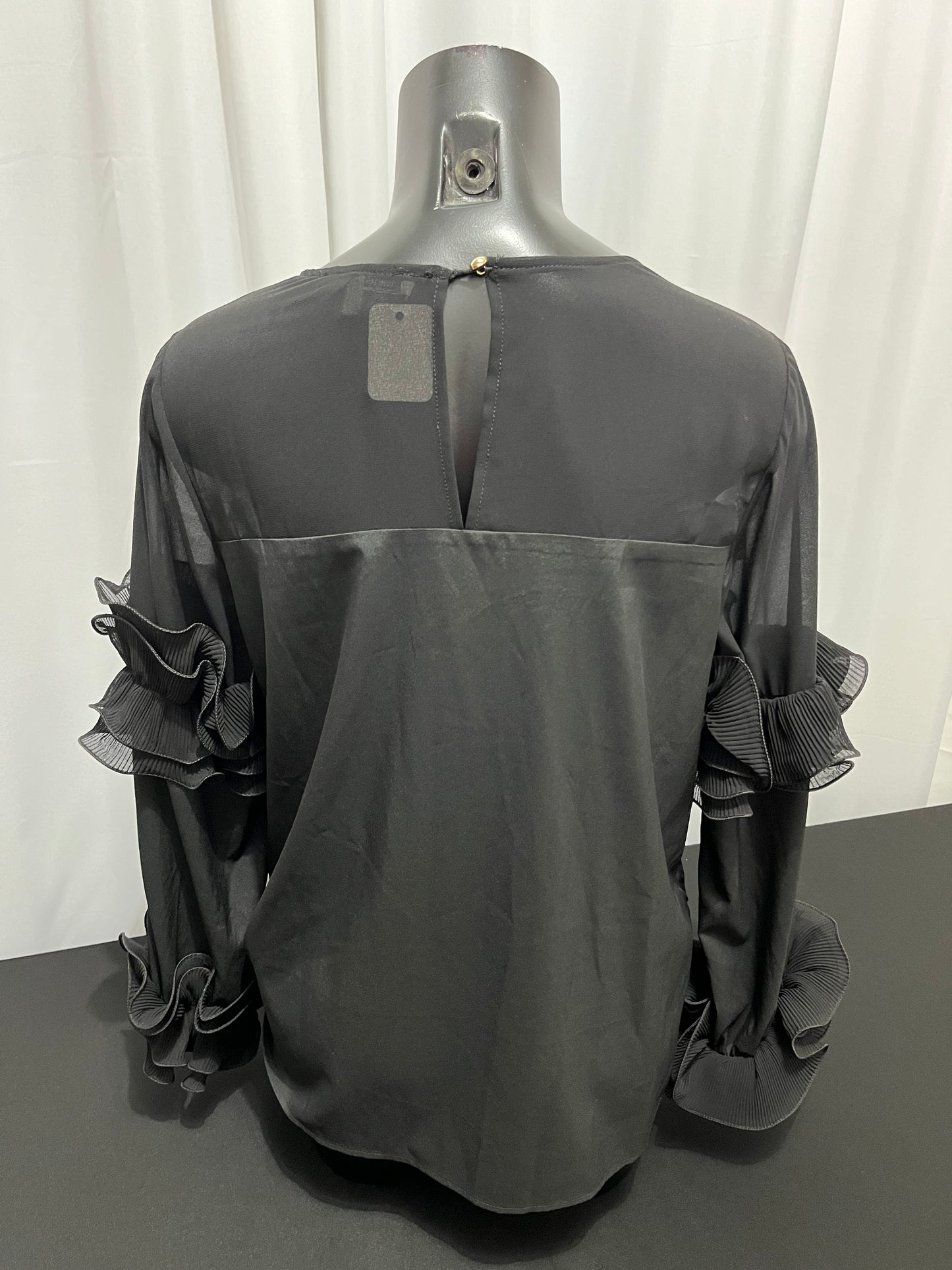 Black Ruffle Long Sleeve Top