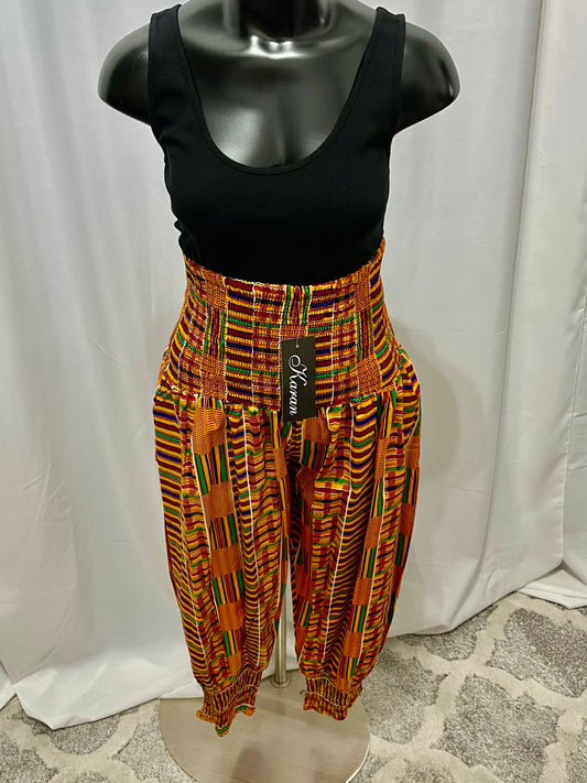 Orange High Waist 3/4 Length Pants