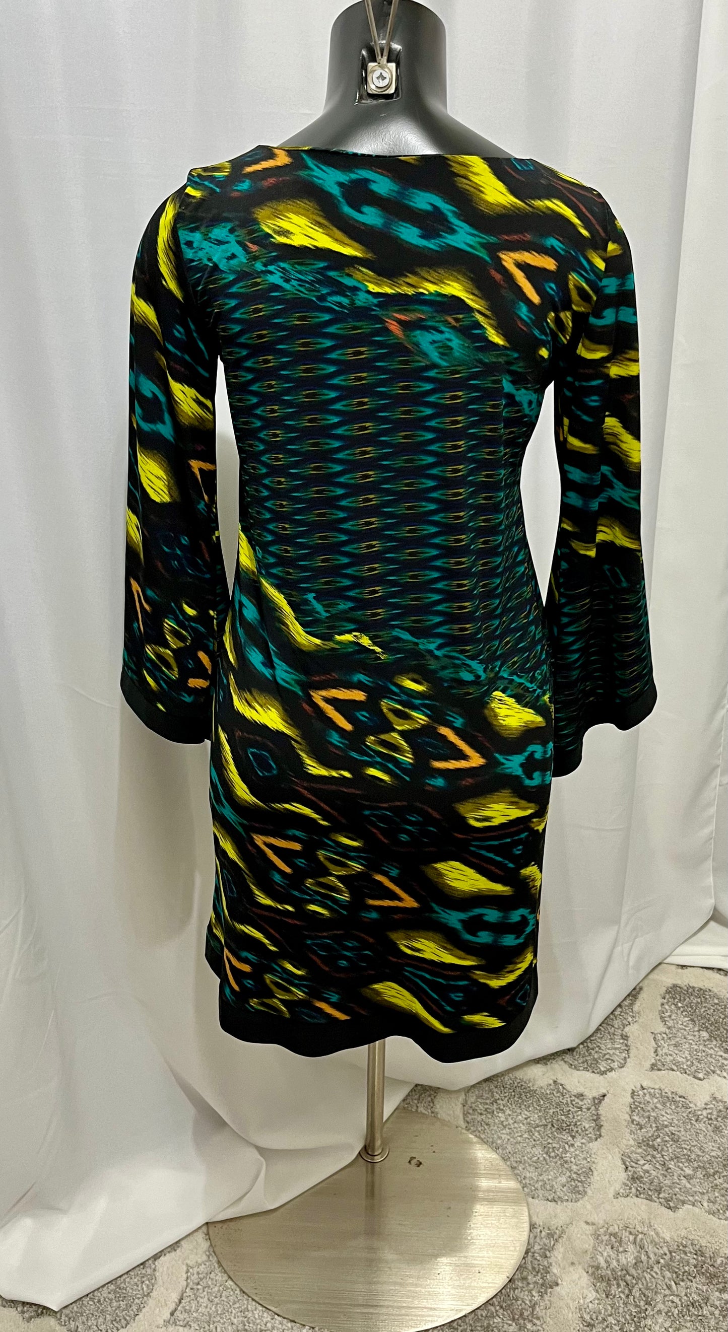 Black Multi Color Flare Arm Dress