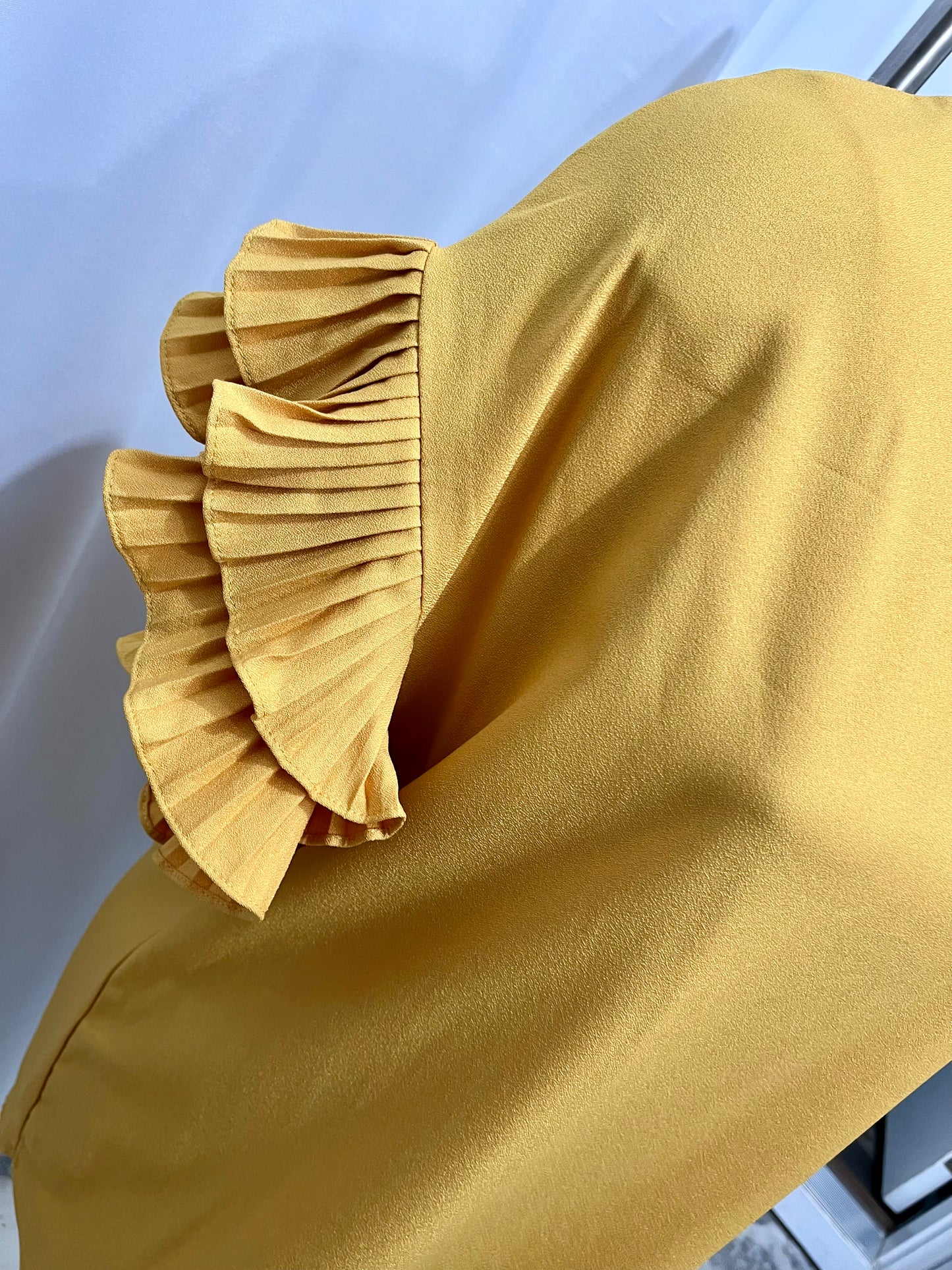 Mustard Color Ruffle Arm Top