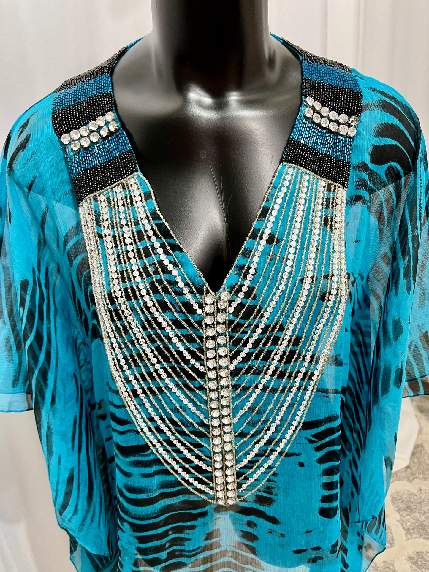 Blue Jewel Sheer Tunic