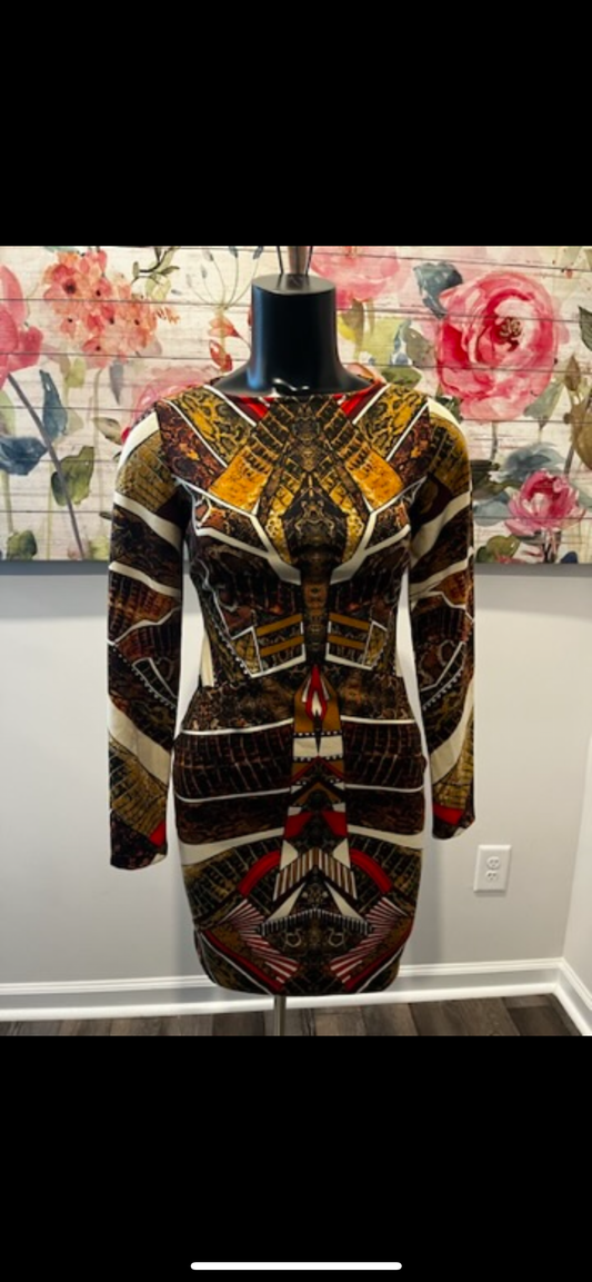Brown & Red Back Out Dress