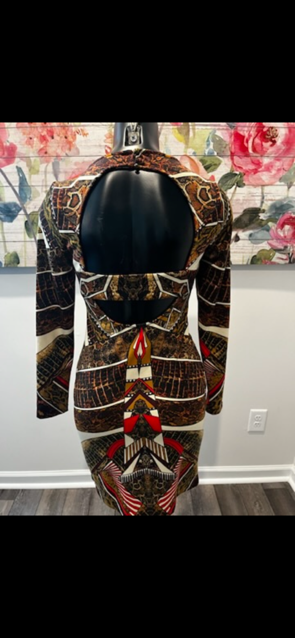Brown & Red Back Out Dress