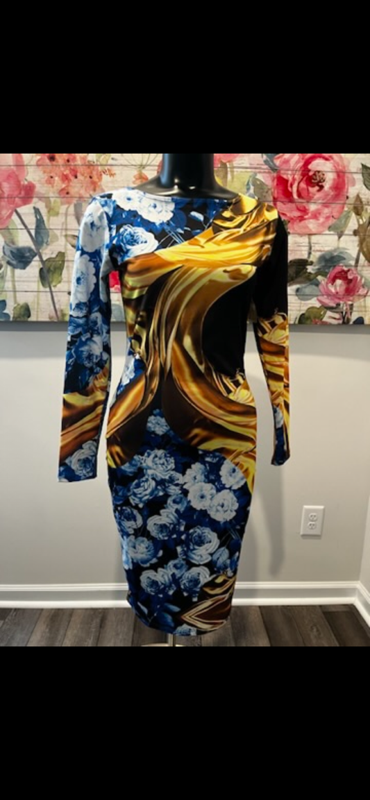 Yellow Black Blue Dress