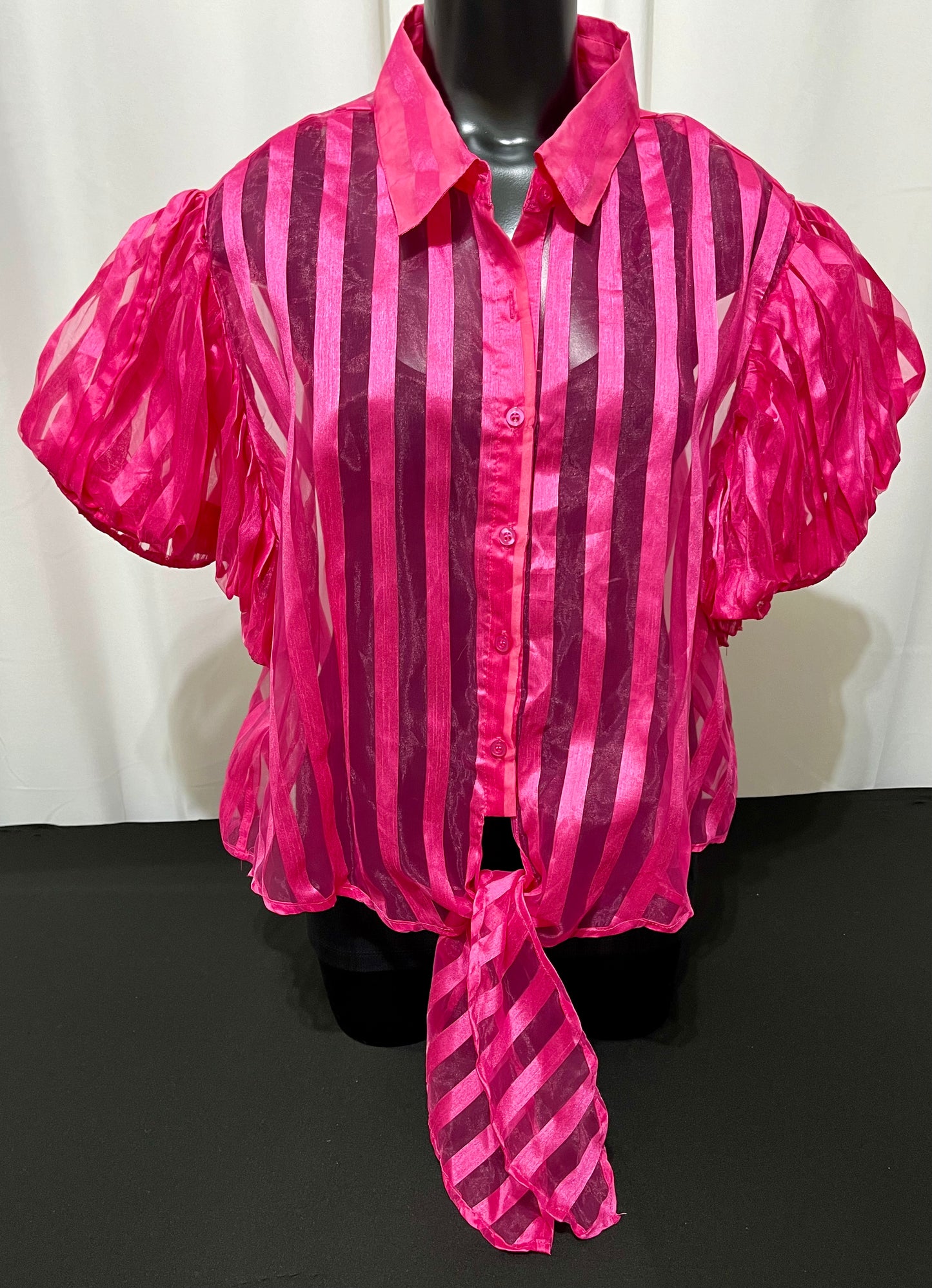Hot Pink Sheer Wide Arm Top