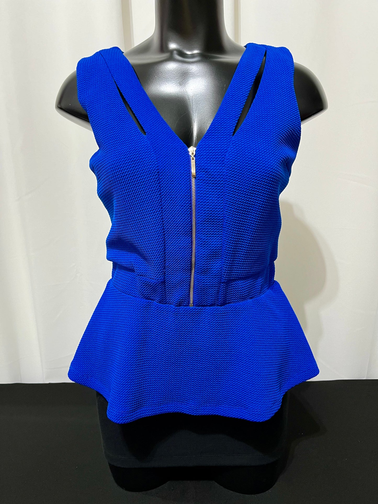 Blue Front Zipper Top