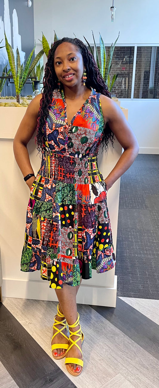 Sleeveless Short Multi Colored Dress