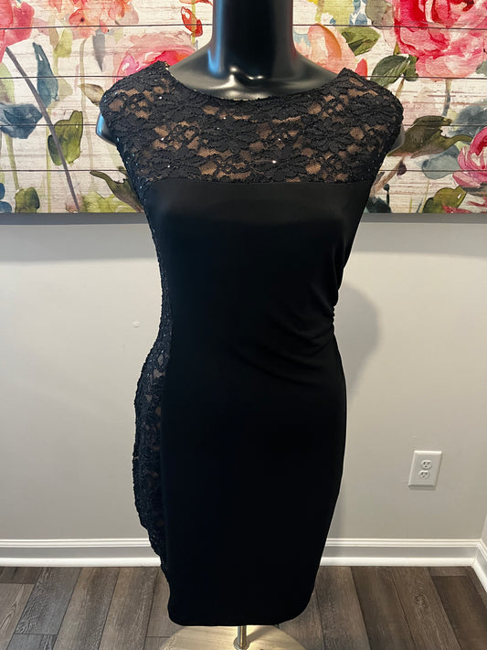 Black Sleeveless Sequin One Side Dress