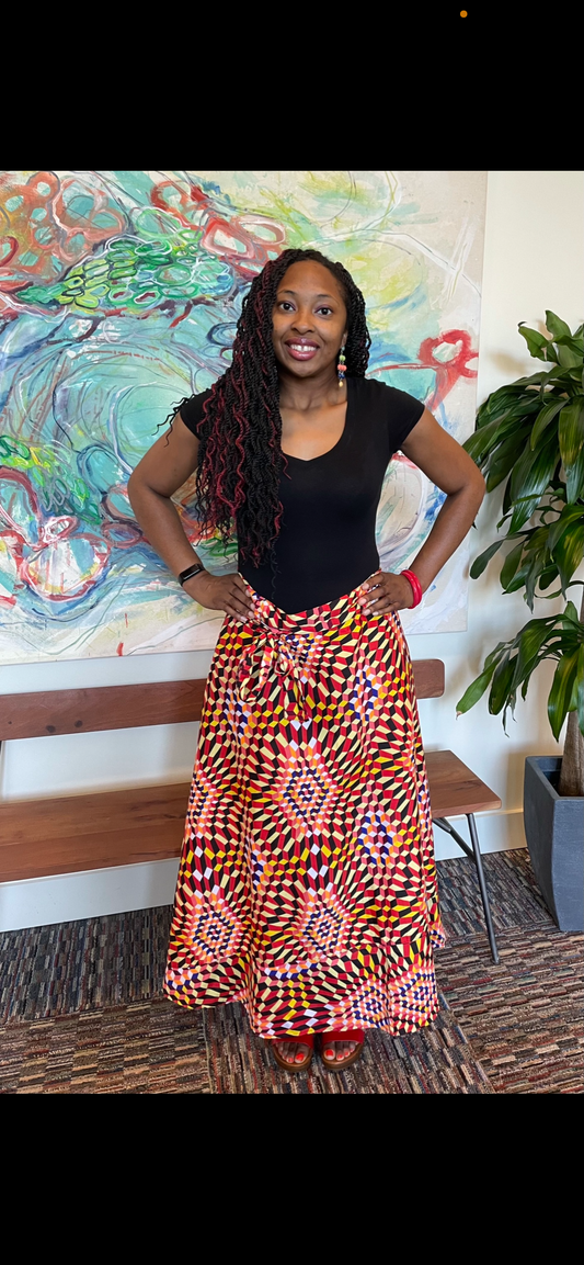 Mulit Colored Wrap with Tie Skirt
