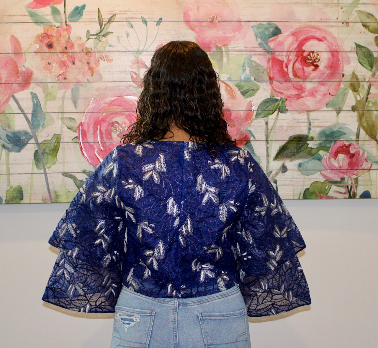 Blue & White Flare Top