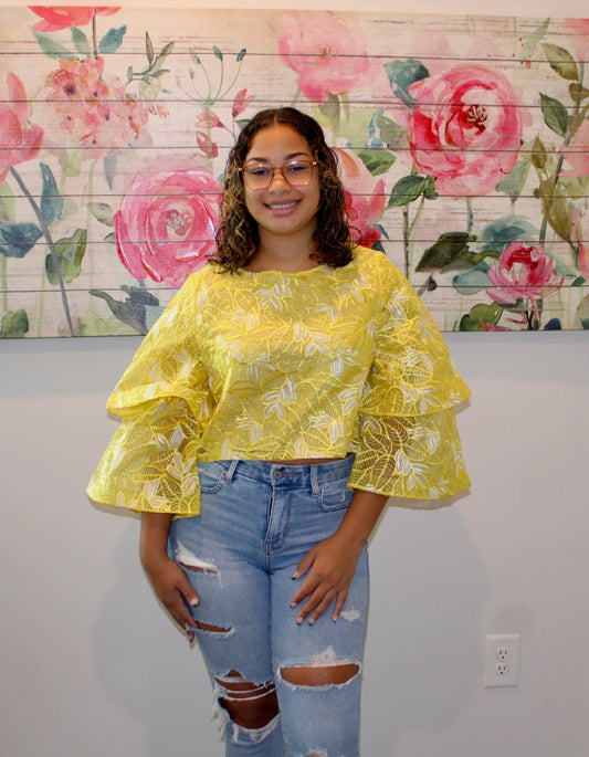 Yellow & White Flare Top