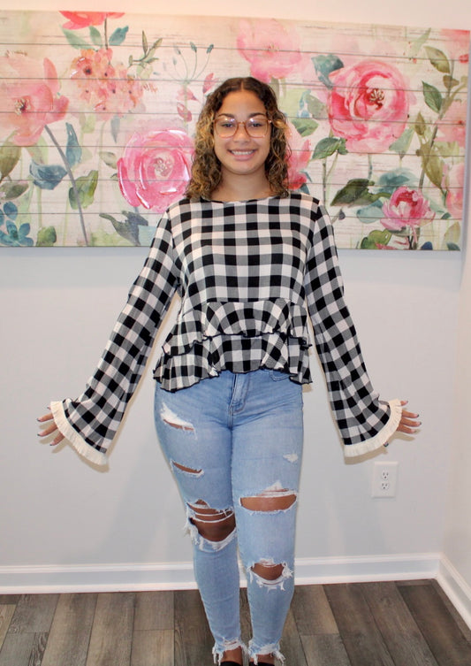 Black & White Plaid Top