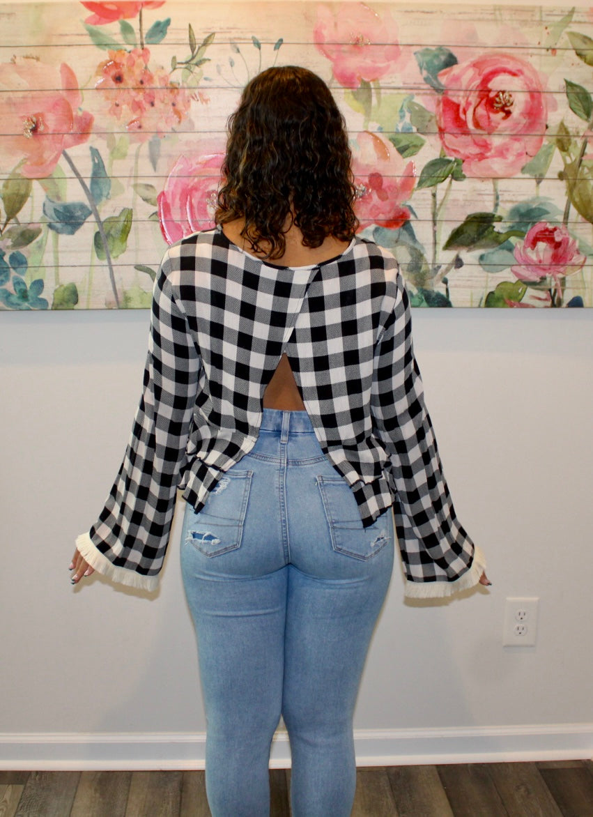 Black & White Plaid Top