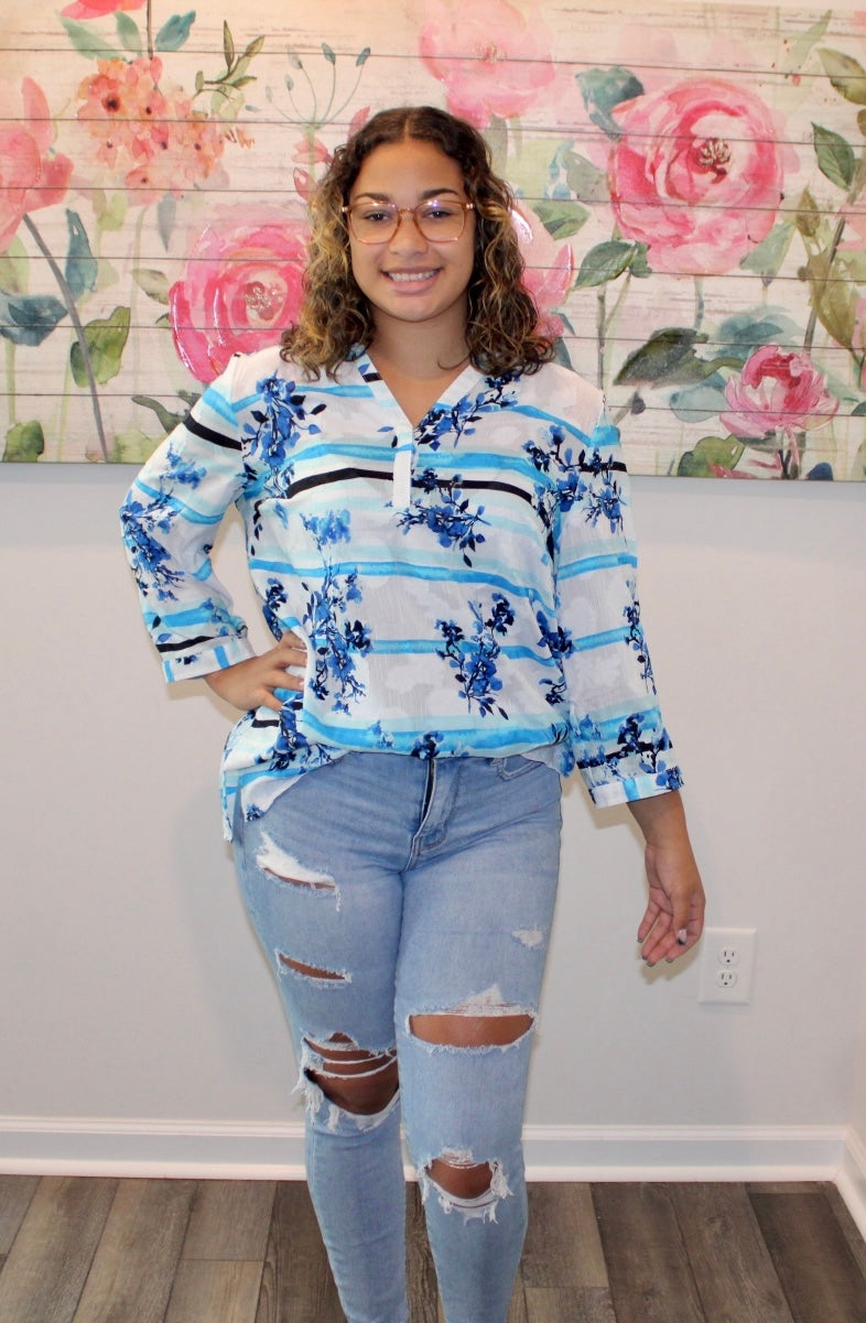Blue & White Top