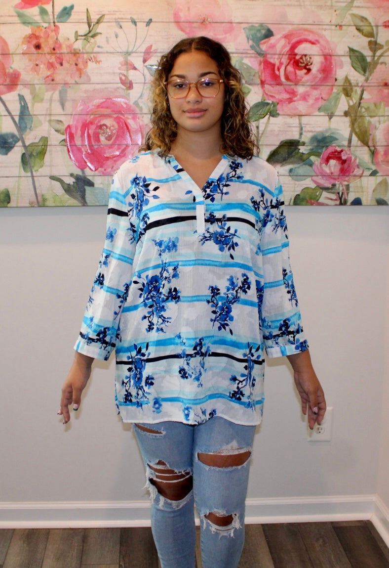 Blue & White Top