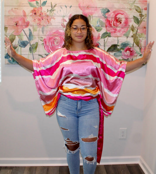 Pink & White Free Flow Top
