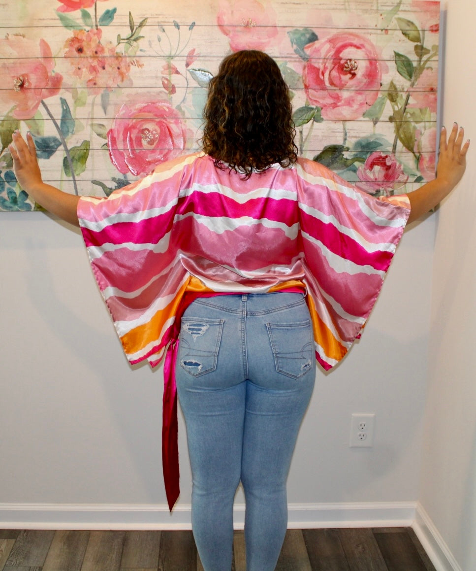 Pink & White Free Flow Top