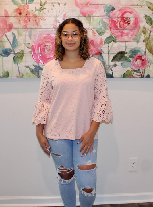 Dramatic Arms Soft Pink Top