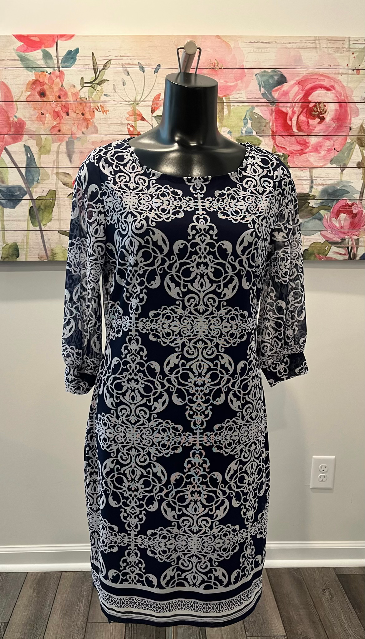 Blue & White Haani Petite Dress