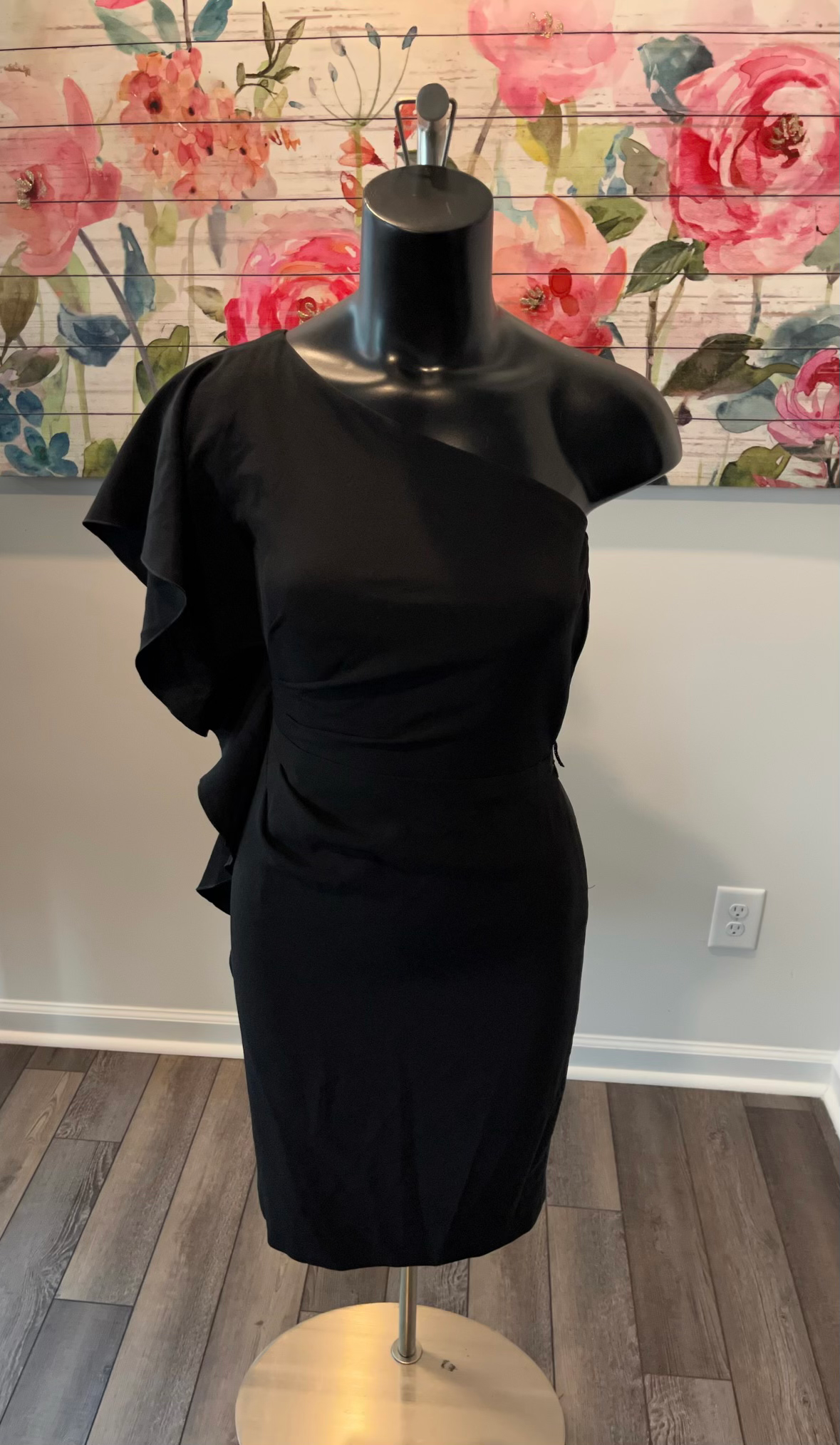 Black One Shoulder with Flare White Barn Dress