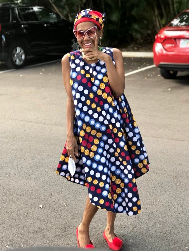 Asymmetrical Sleeveless Dresses - Circles