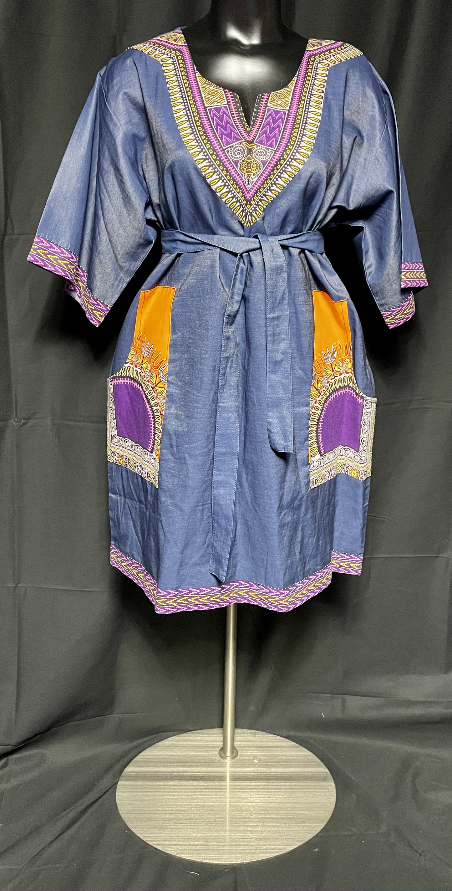 Short Denim Dress with Pockets