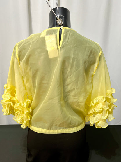 Yellow Ruffle Front & Arms Top