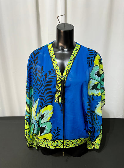 Sheer Tunic Style Blue & Green Top