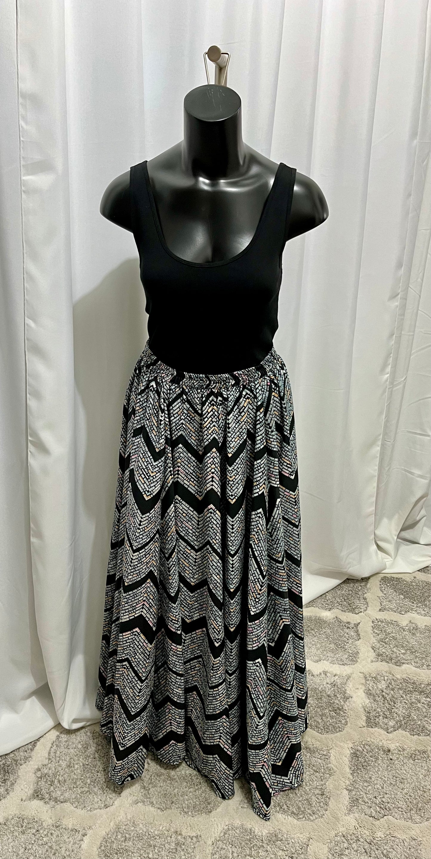 Black & Blue Multi Colored Free Flow Skirt