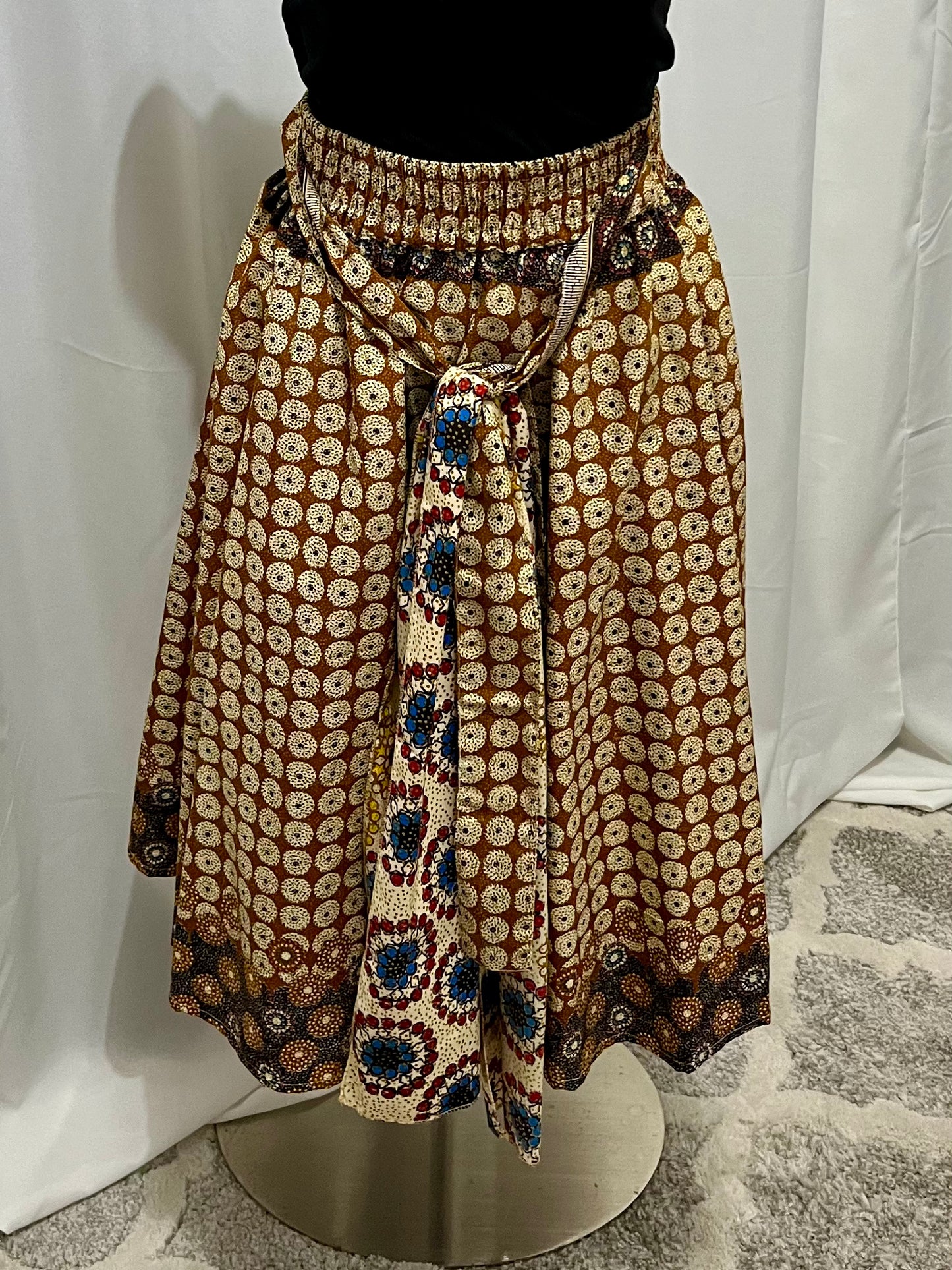 Brown & Cream Short Skirt