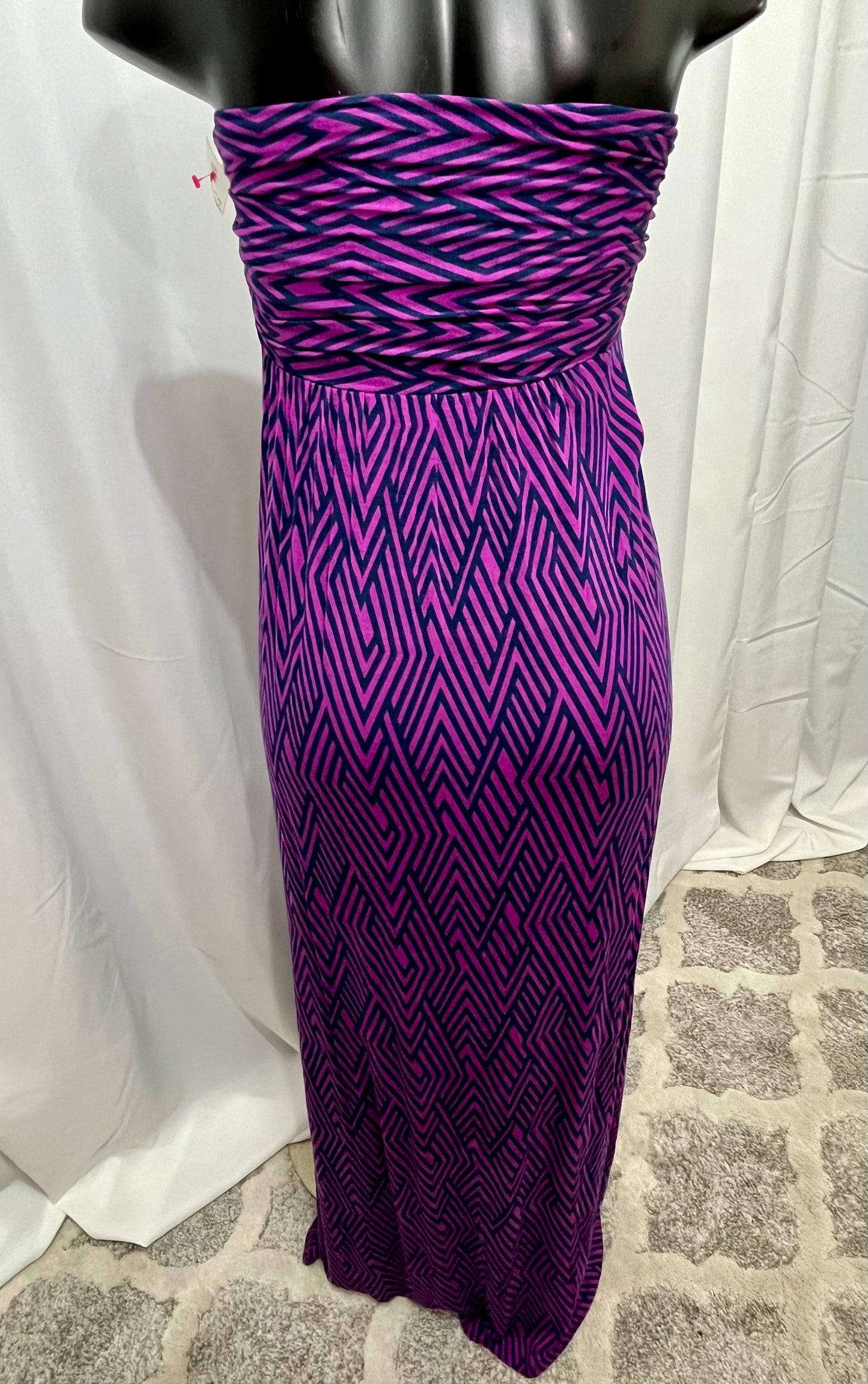Purple & Navy Strapless Dress