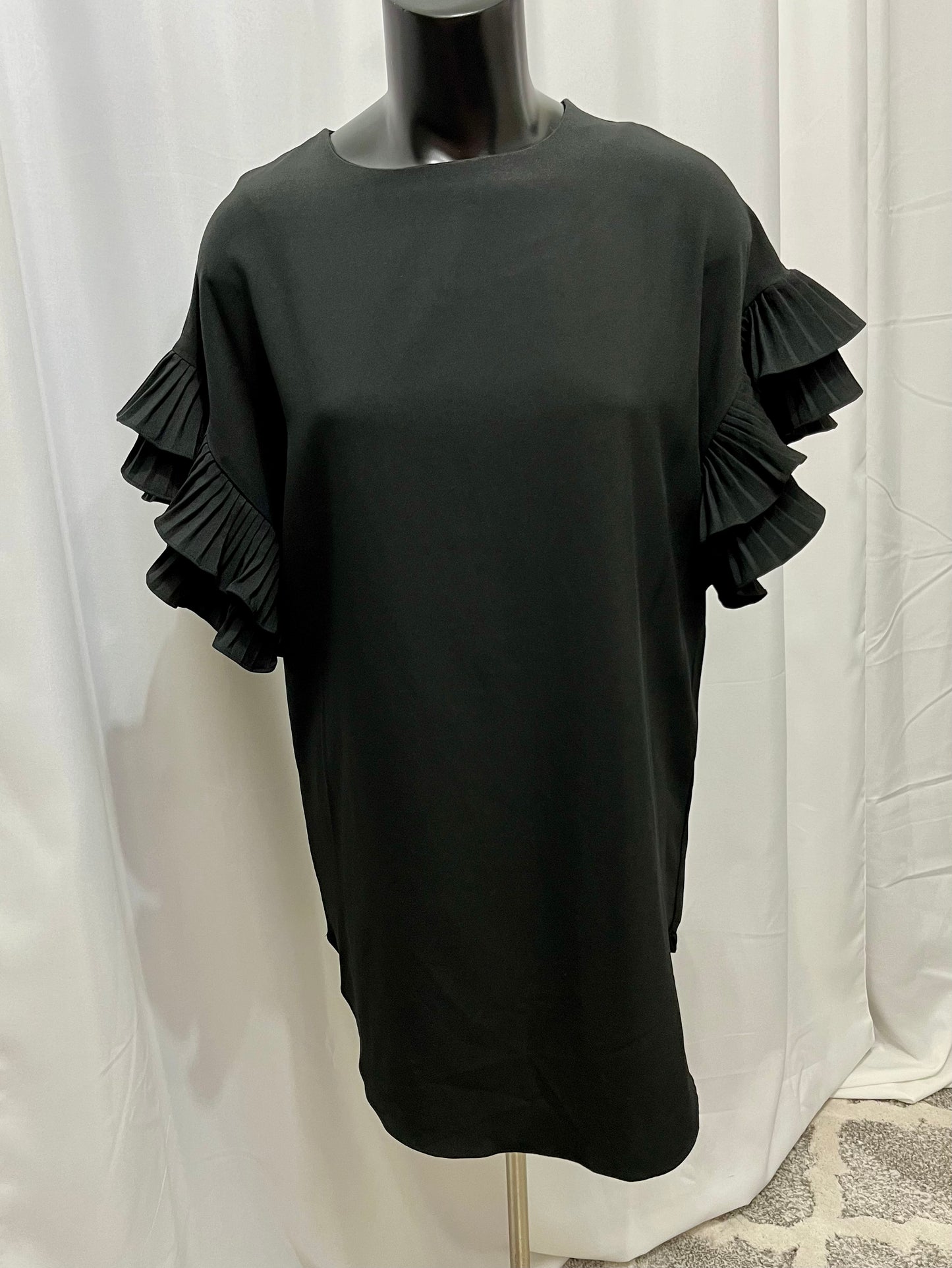 Black Color Ruffle Arm Top