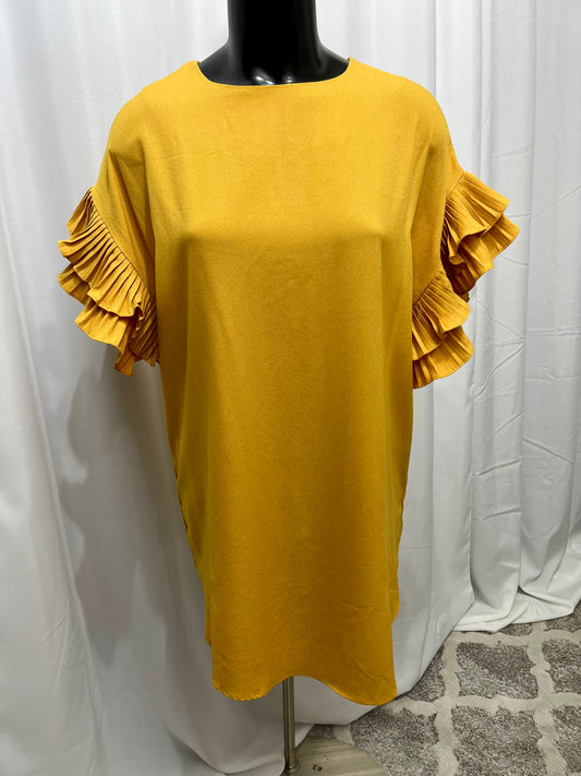 Mustard Color Ruffle Arm Top