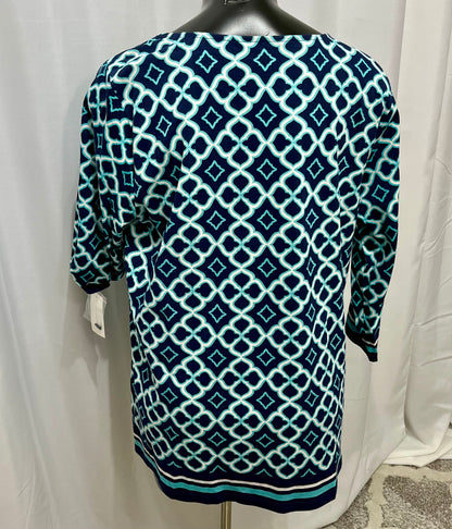 Blue & White Tunic Style Top