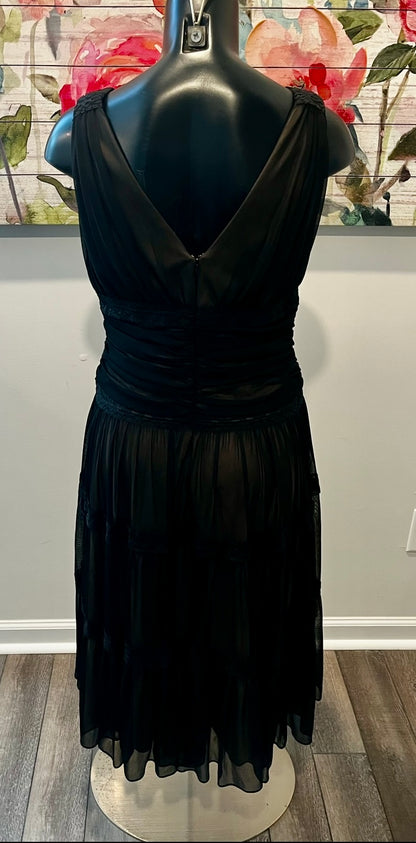 Black & Sheer Nude Dress