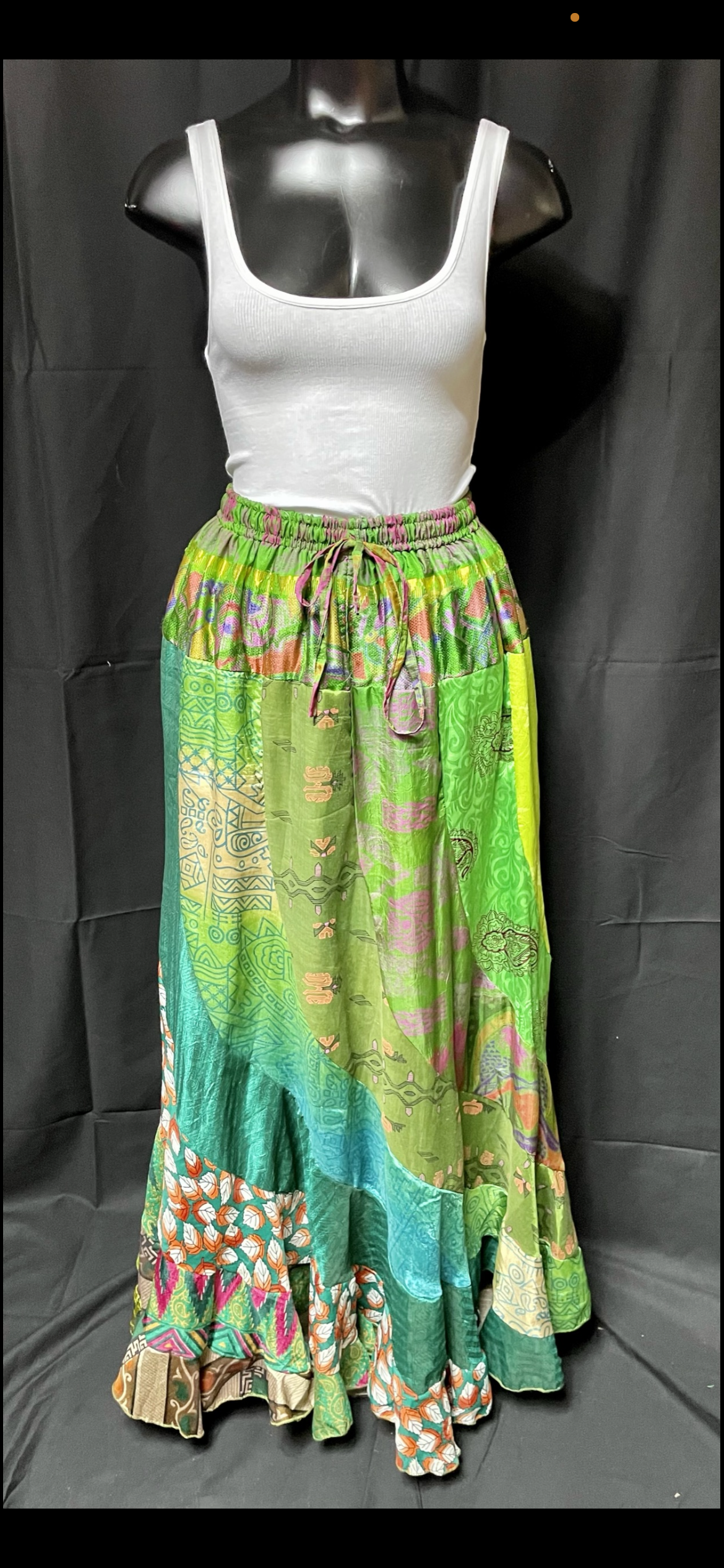 Green Free Flow Drawstring Skirt