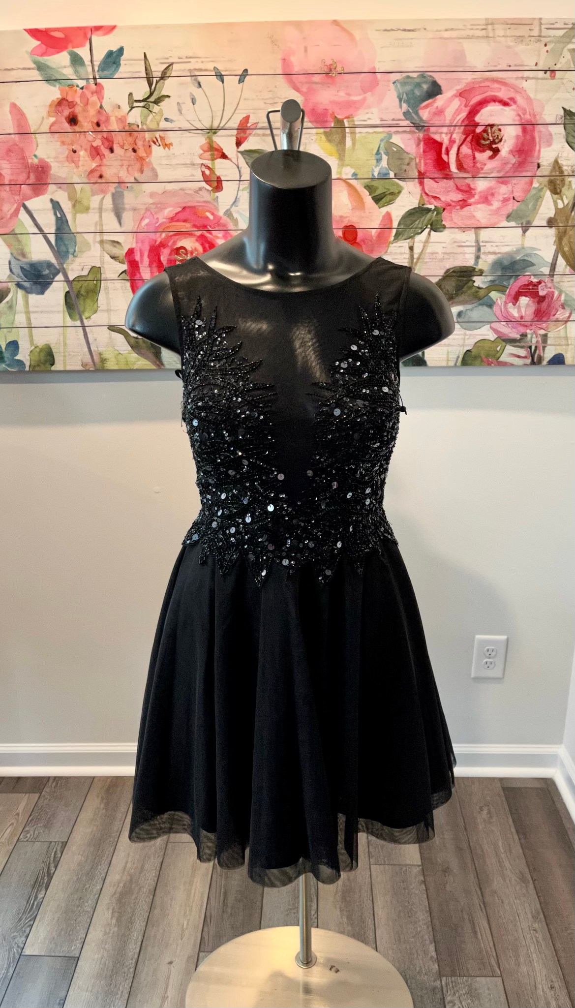 Sheer & Beaded Jewelry Adrianna Papell Dress