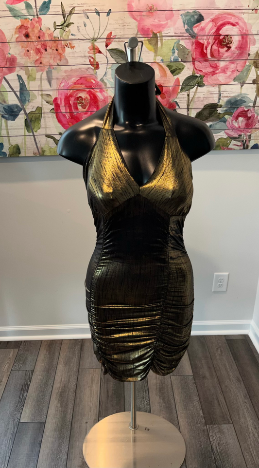 Gold Fitted Bogo Dress