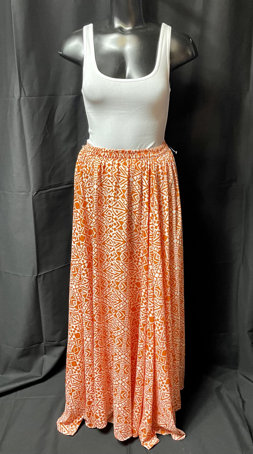 Orange & White Free Flow Long Skirts